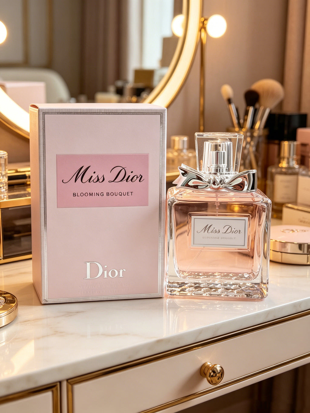 Famous Miss Dior Blooming Bouquet women perfume with soft peony & rose floral scent. Long-lasting gentle aroma, elegant pink bottle with gift box, ideal luxury present for women on all occasions.