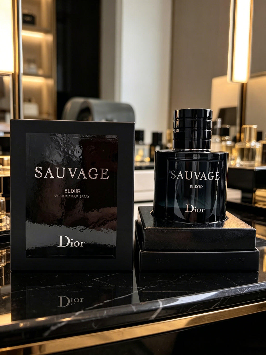 Dior Sauvage Elixir high-concentration men’s perfume with deep woody spicy aroma. Ultra long-lasting rich scent, sleek black luxury bottle with original gift box, top pick luxury gift for men.