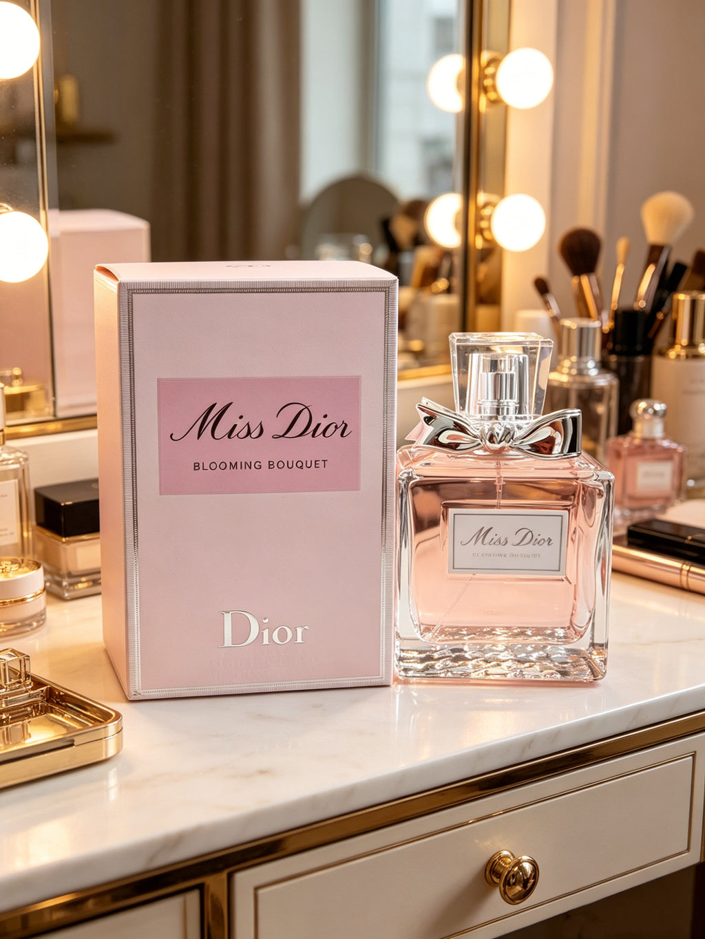 Famous Miss Dior Blooming Bouquet women perfume with soft peony & rose floral scent. Long-lasting gentle aroma, elegant pink bottle with gift box, ideal luxury present for women on all occasions.