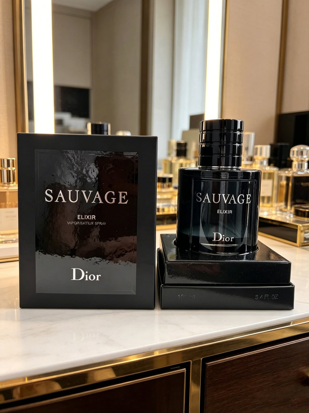 Dior Sauvage Elixir high-concentration men’s perfume with deep woody spicy aroma. Ultra long-lasting rich scent, sleek black luxury bottle with original gift box, top pick luxury gift for men.