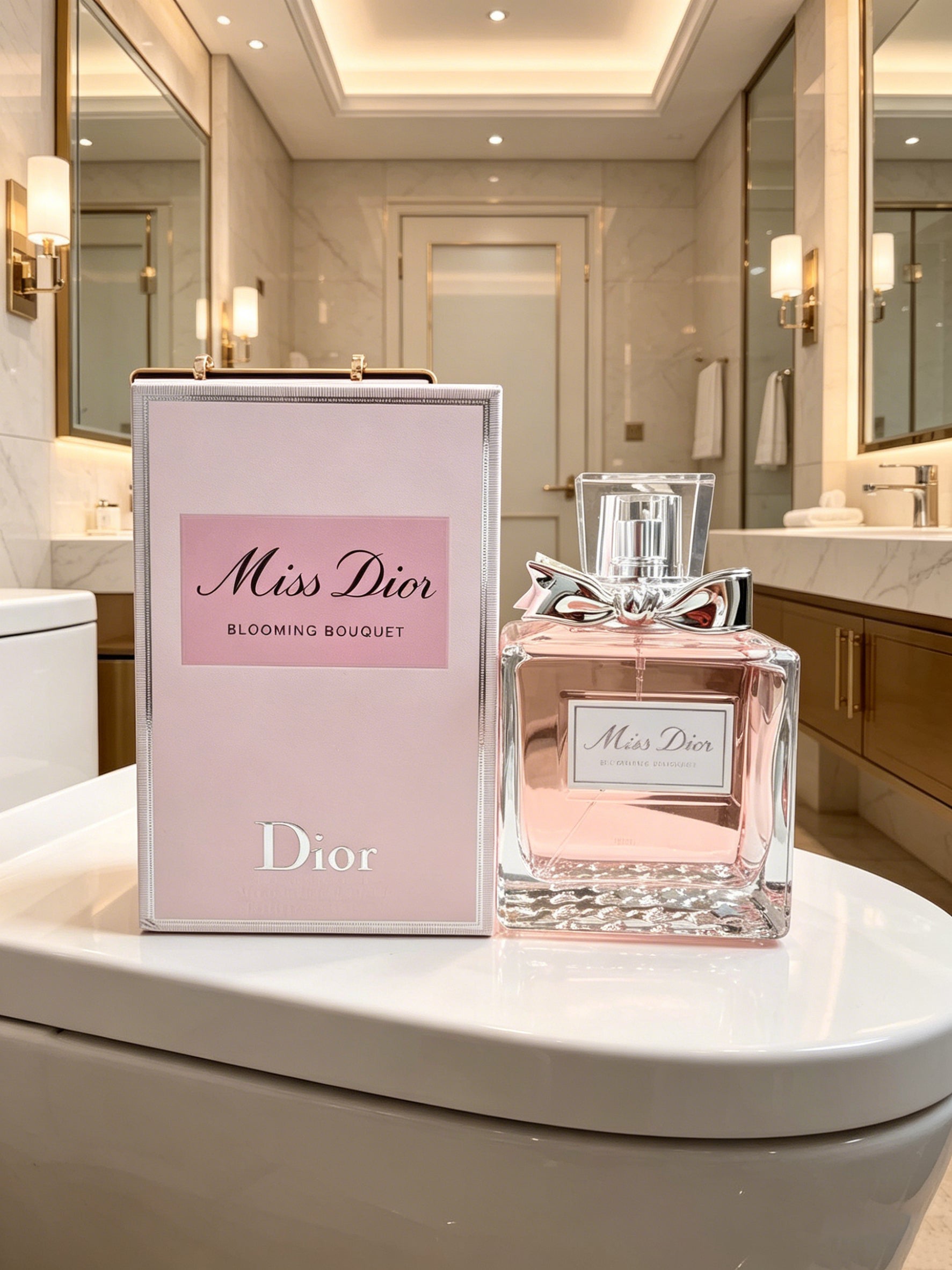 Famous Miss Dior Blooming Bouquet women perfume with soft peony & rose floral scent. Long-lasting gentle aroma, elegant pink bottle with gift box, ideal luxury present for women on all occasions.